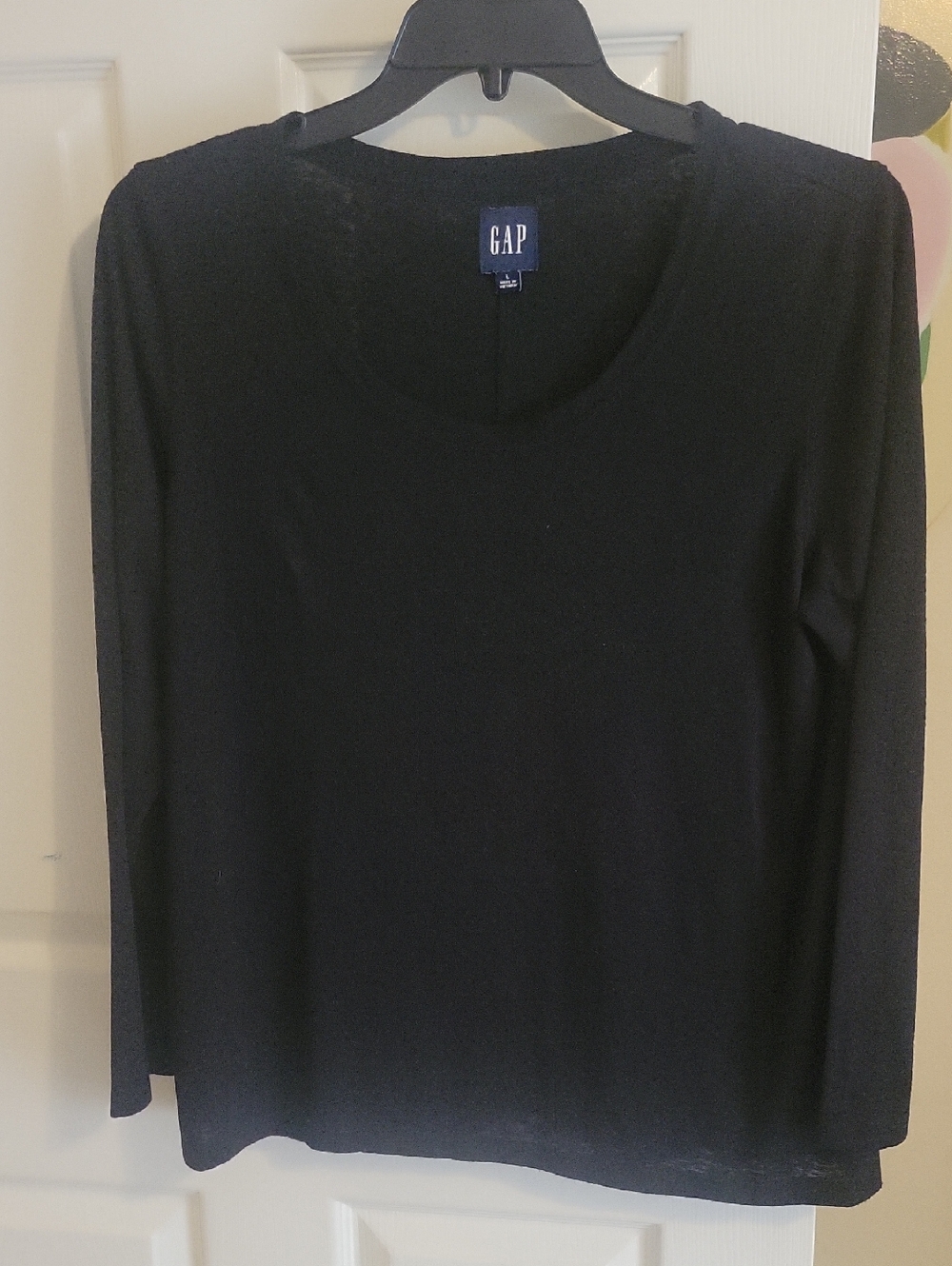 GAP SzLg Black Crewneck Long Sleeve casual Top